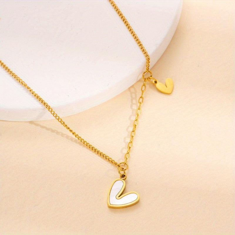Open Heart Shell Inlay Necklace
