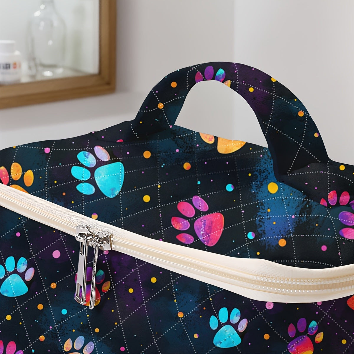 Colorful Paw Print Cosmetic Bag