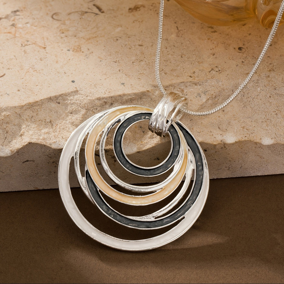 Multicolor Enamel Spiral Circle Necklace