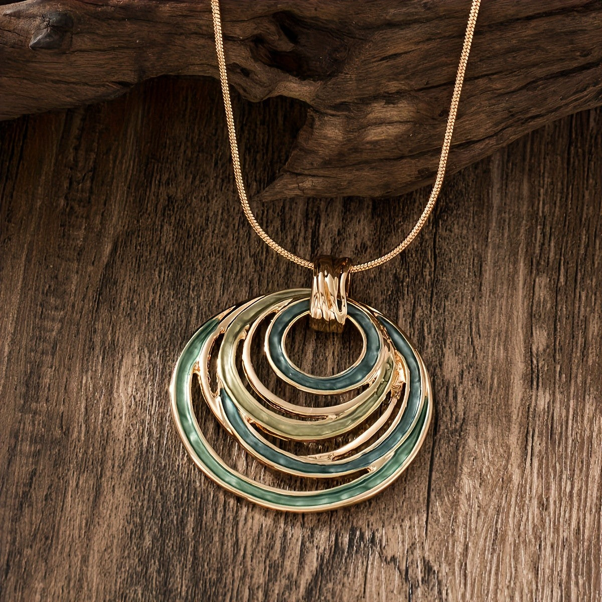 Multicolor Enamel Spiral Circle Necklace