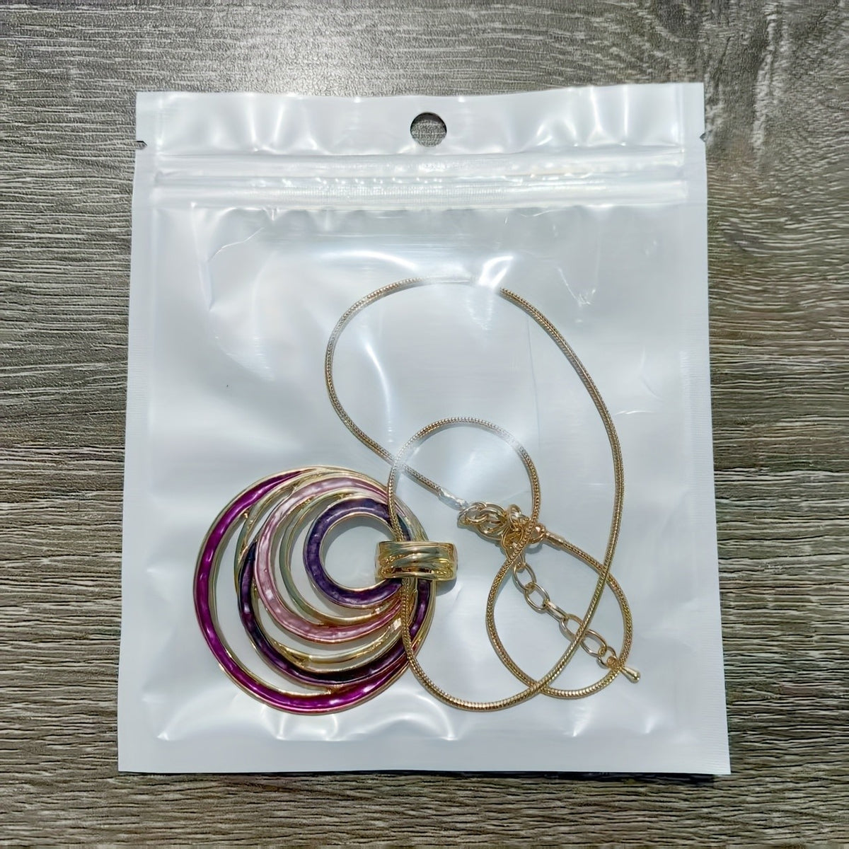 Multicolor Enamel Spiral Circle Necklace