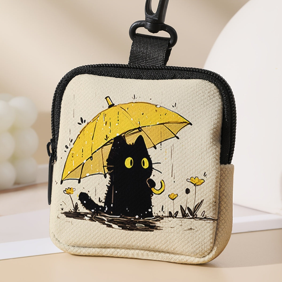 Black Cat Umbrella Zip Pouch