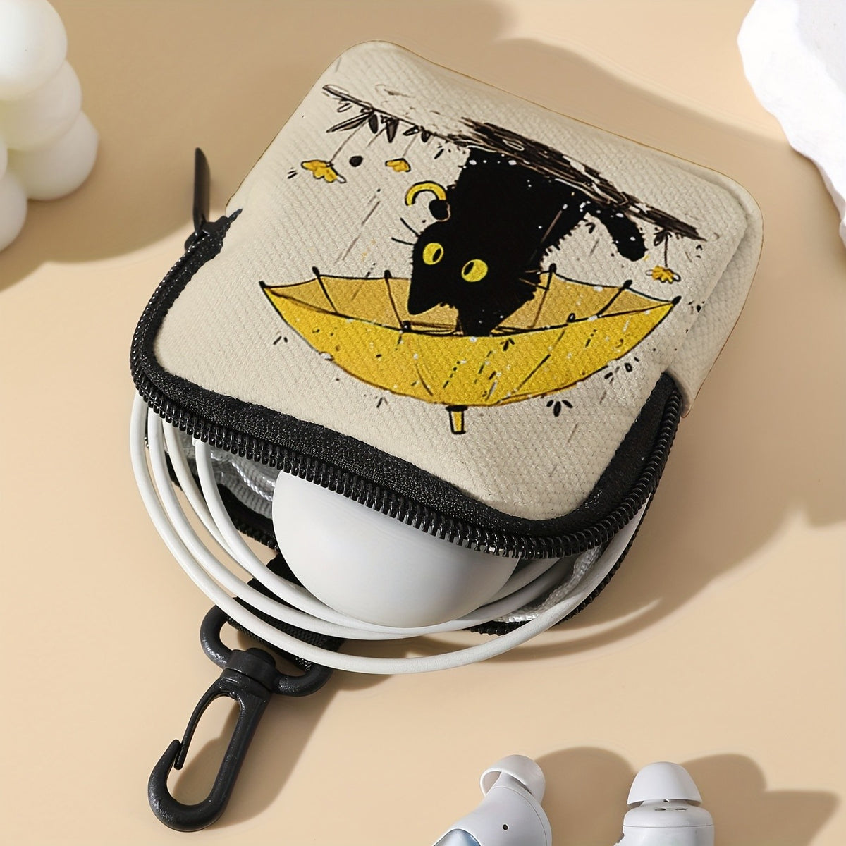 Black Cat Umbrella Zip Pouch