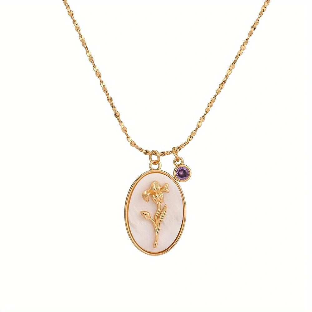 Floral Oval Shell Necklace