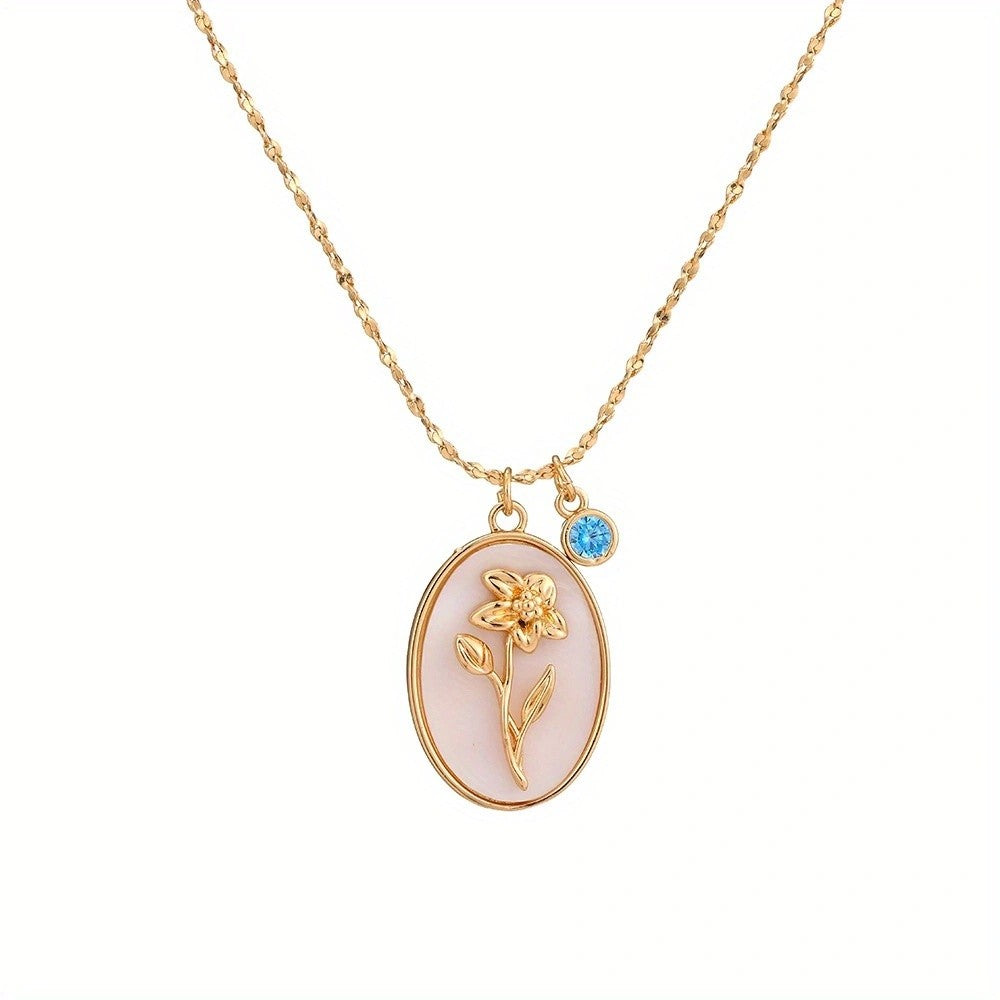 Floral Oval Shell Necklace