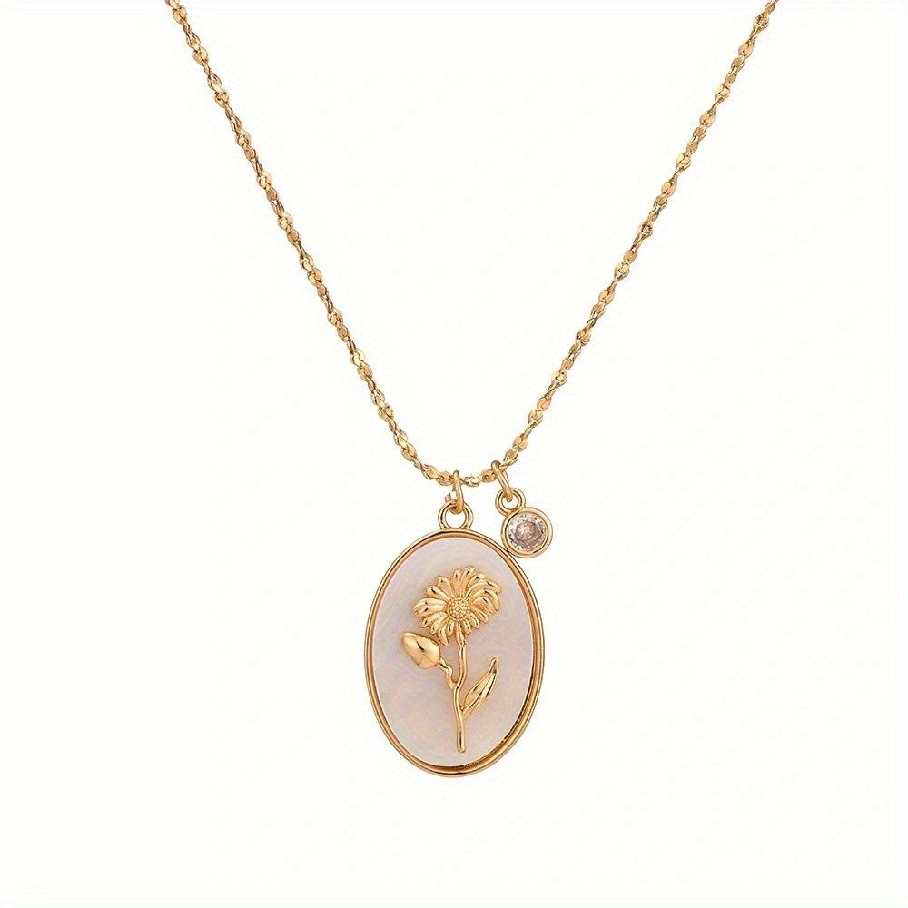 Floral Oval Shell Necklace
