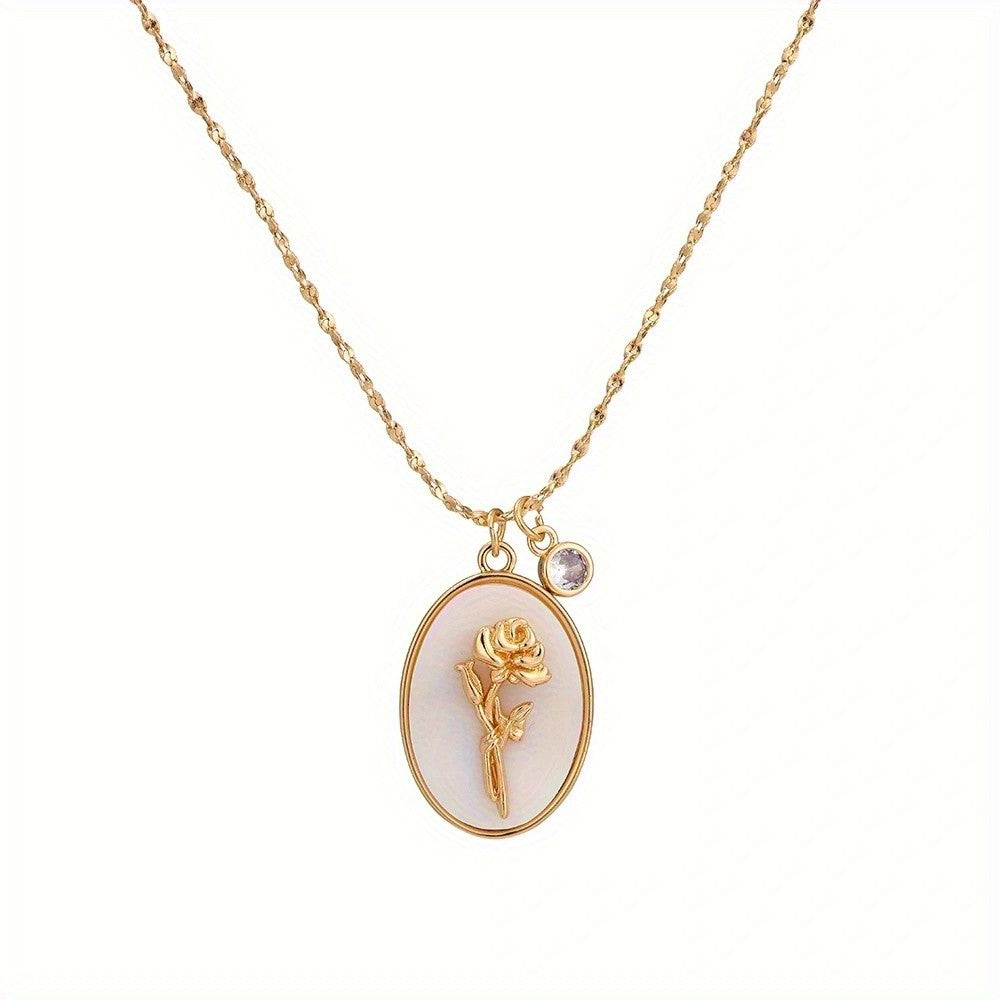Floral Oval Shell Necklace