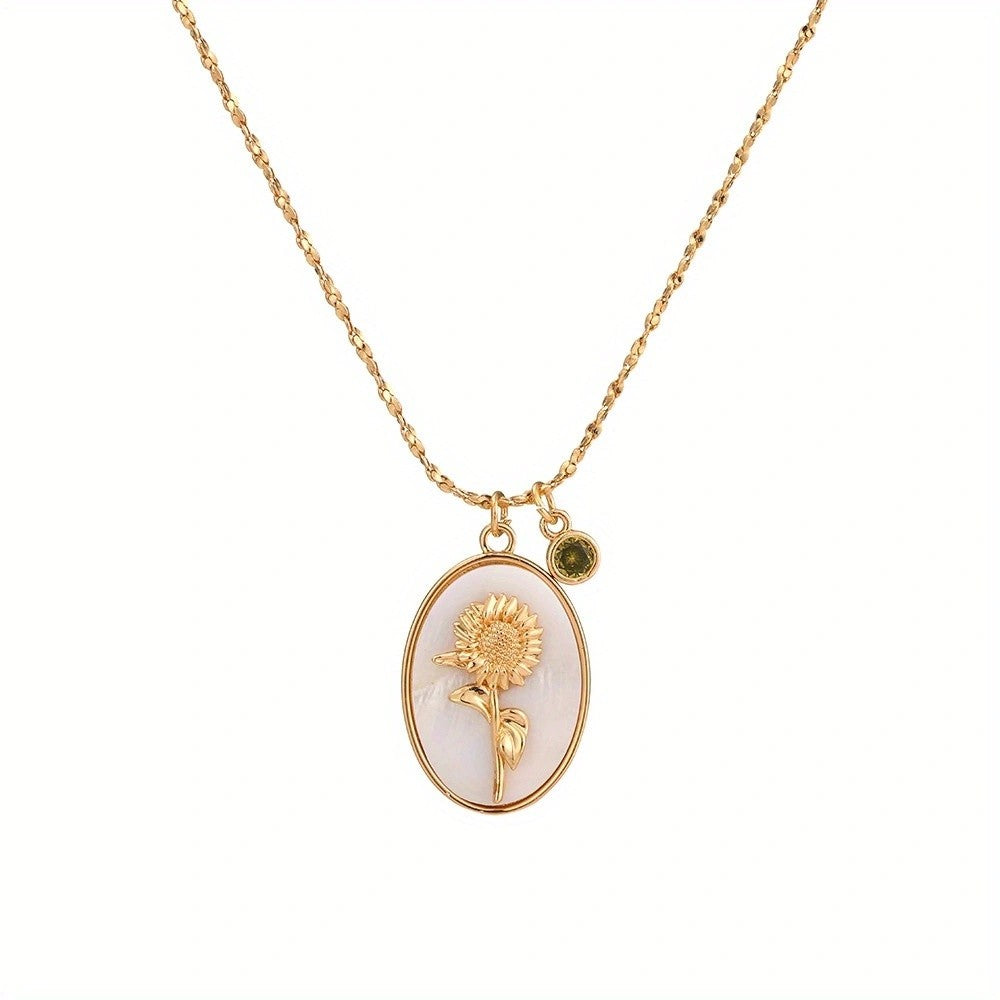 Floral Oval Shell Necklace