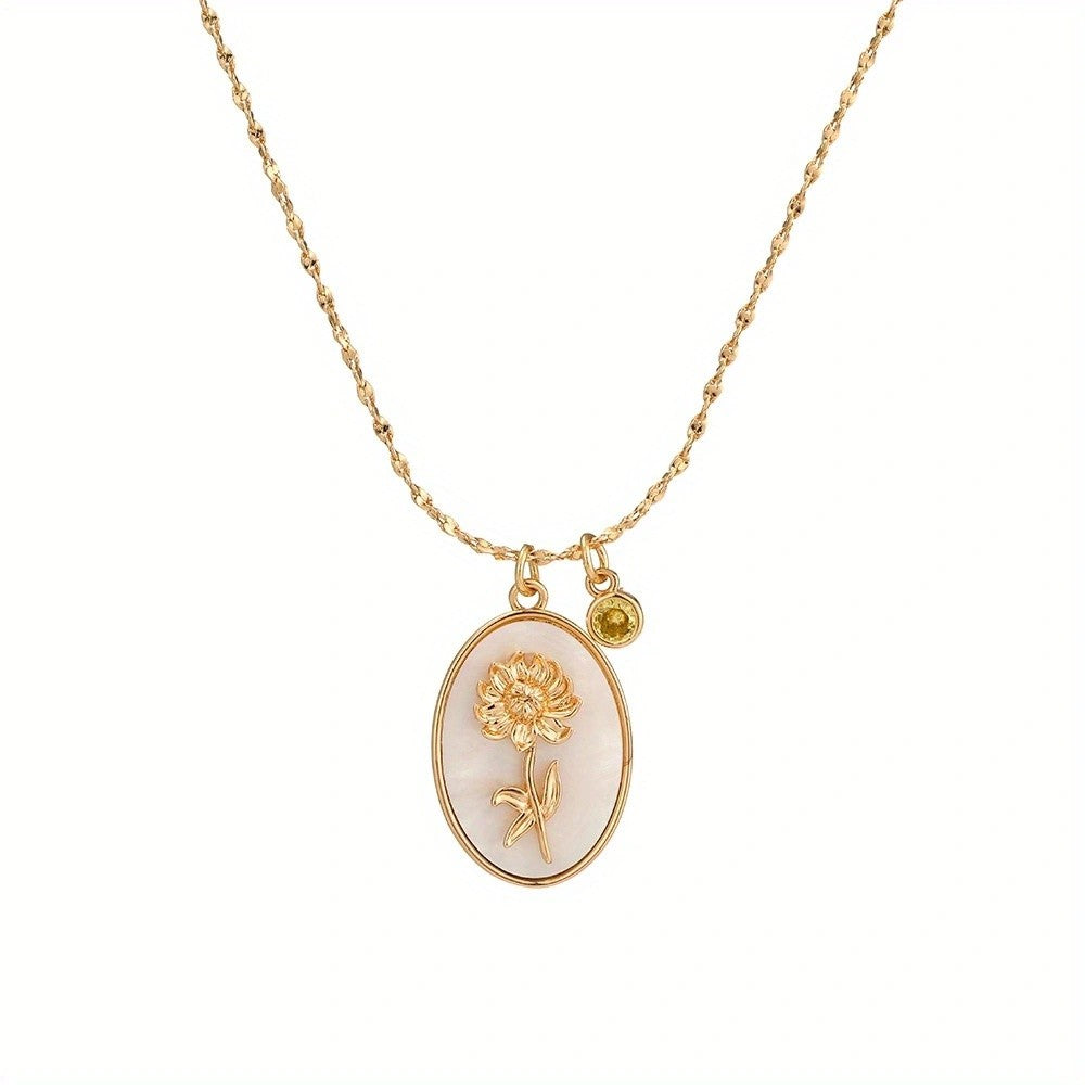 Floral Oval Shell Necklace