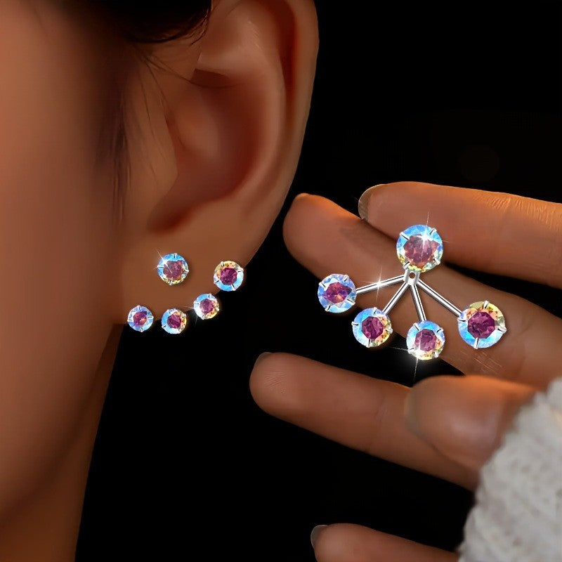 Colorful Zircon Flower Stud Earrings