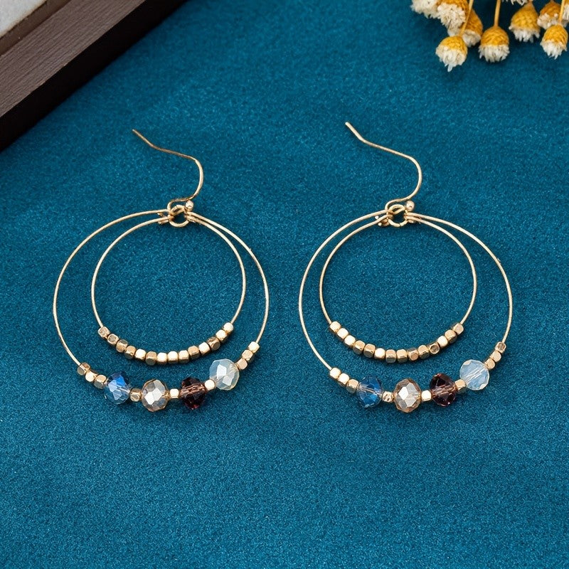 Crystal Bead Hoop Earrings