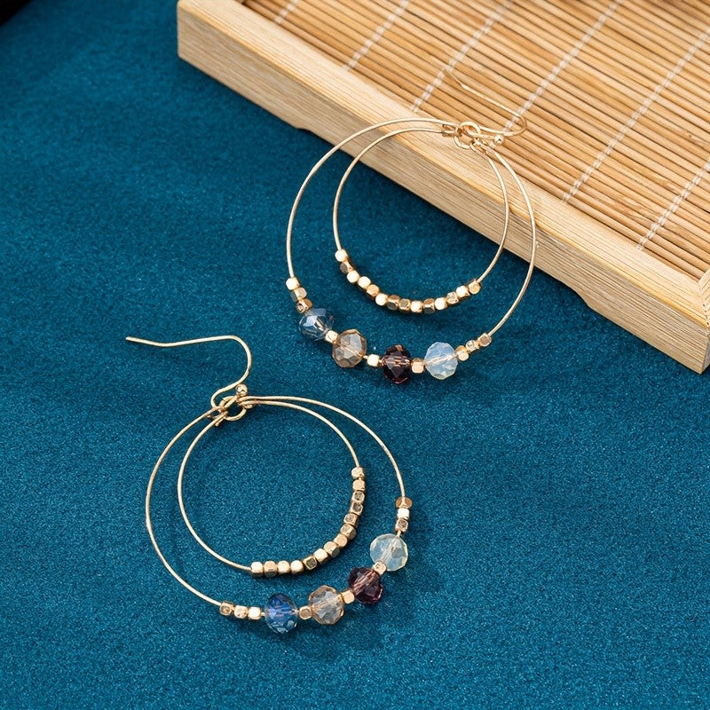 Crystal Bead Hoop Earrings