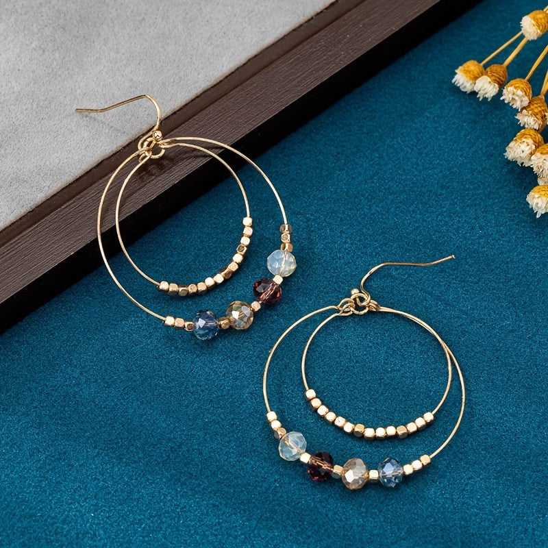 Crystal Bead Hoop Earrings