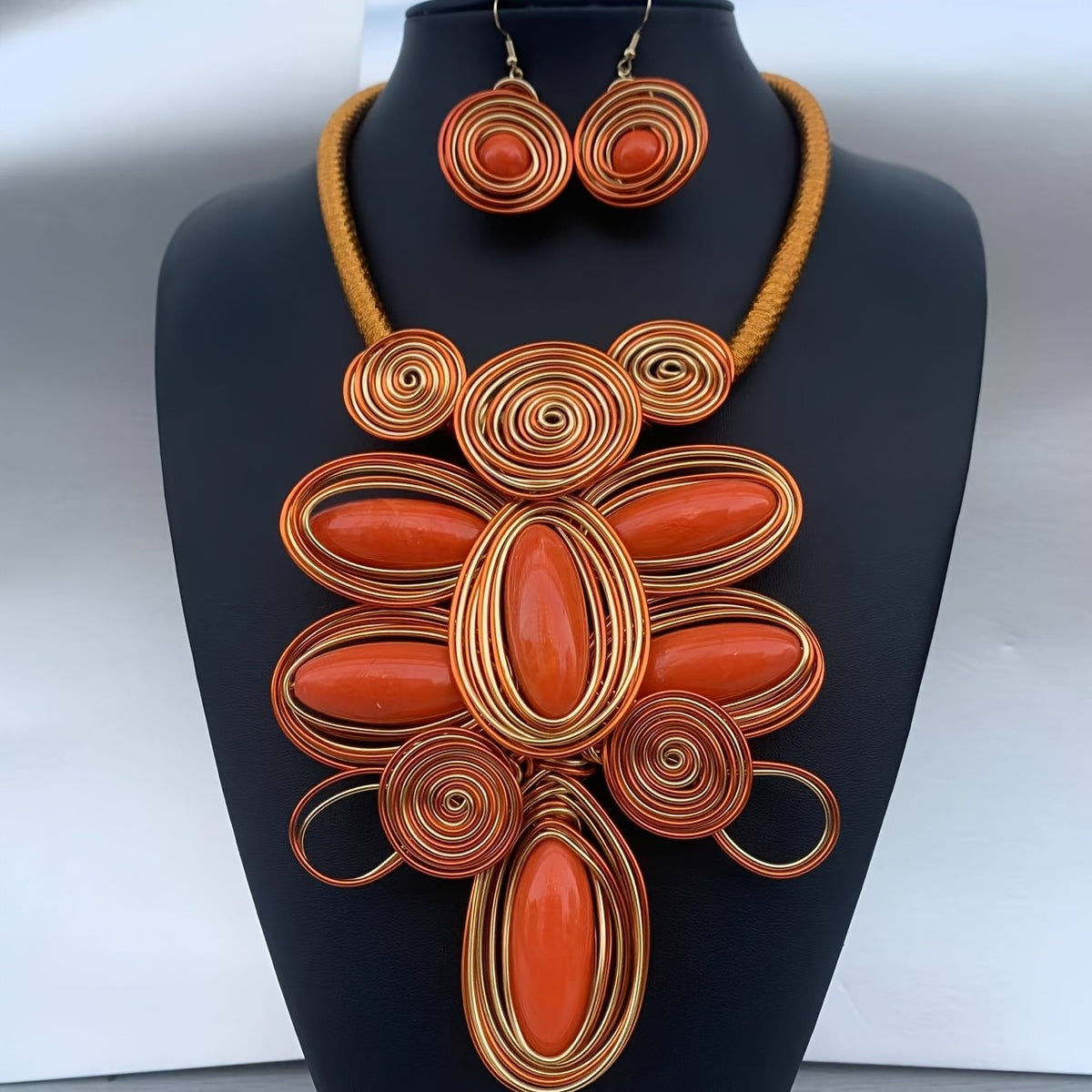 Colorful Wire Spiral Necklace & Earring Set