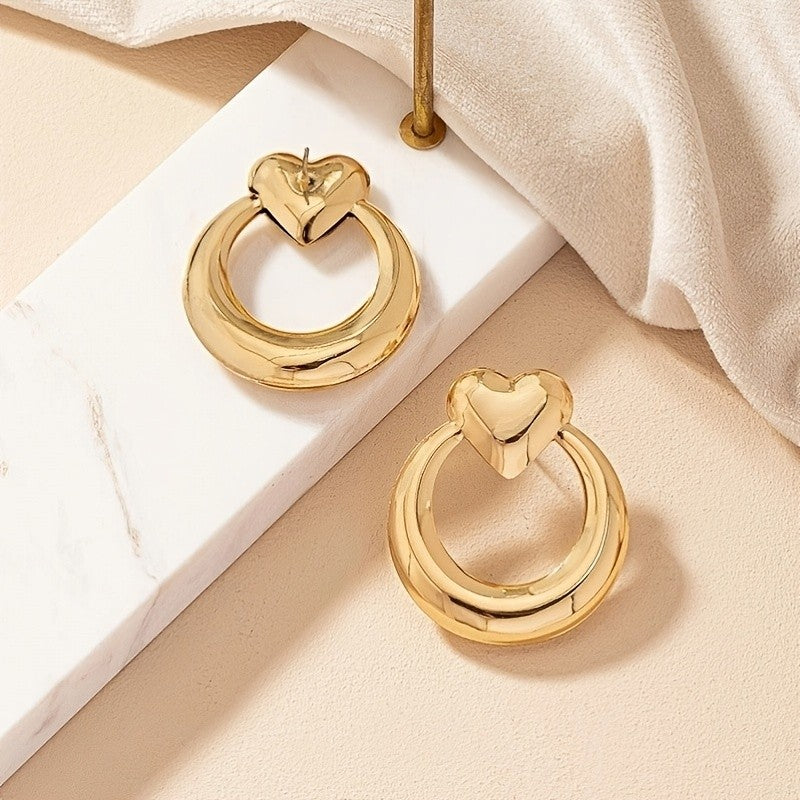 Heart Circle Stud Earrings