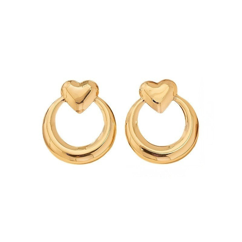 Heart Circle Stud Earrings