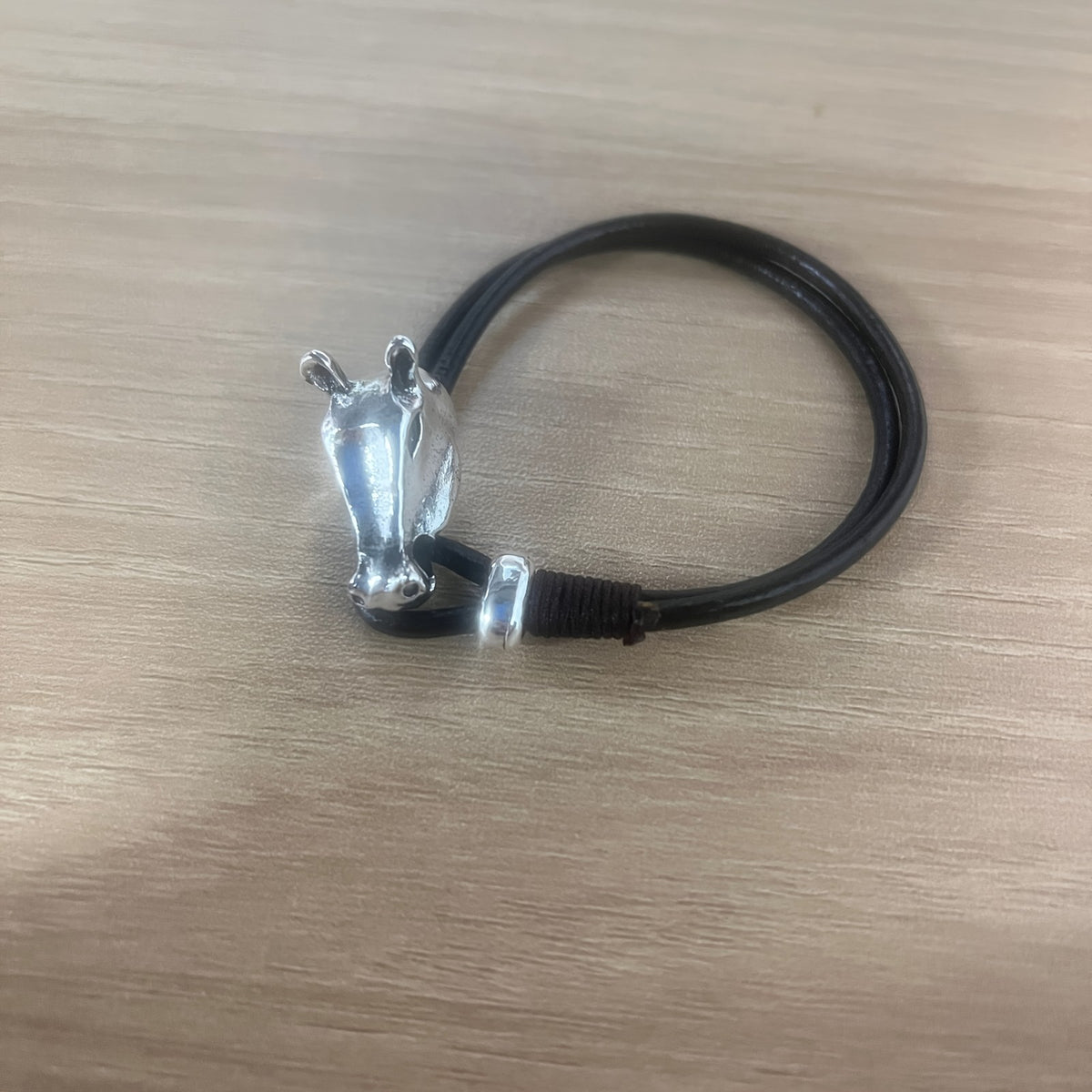 Sculpted Horse Head Leather Bracelet