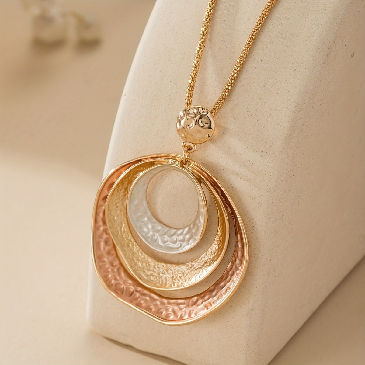 Textured Enamel Circle Necklace