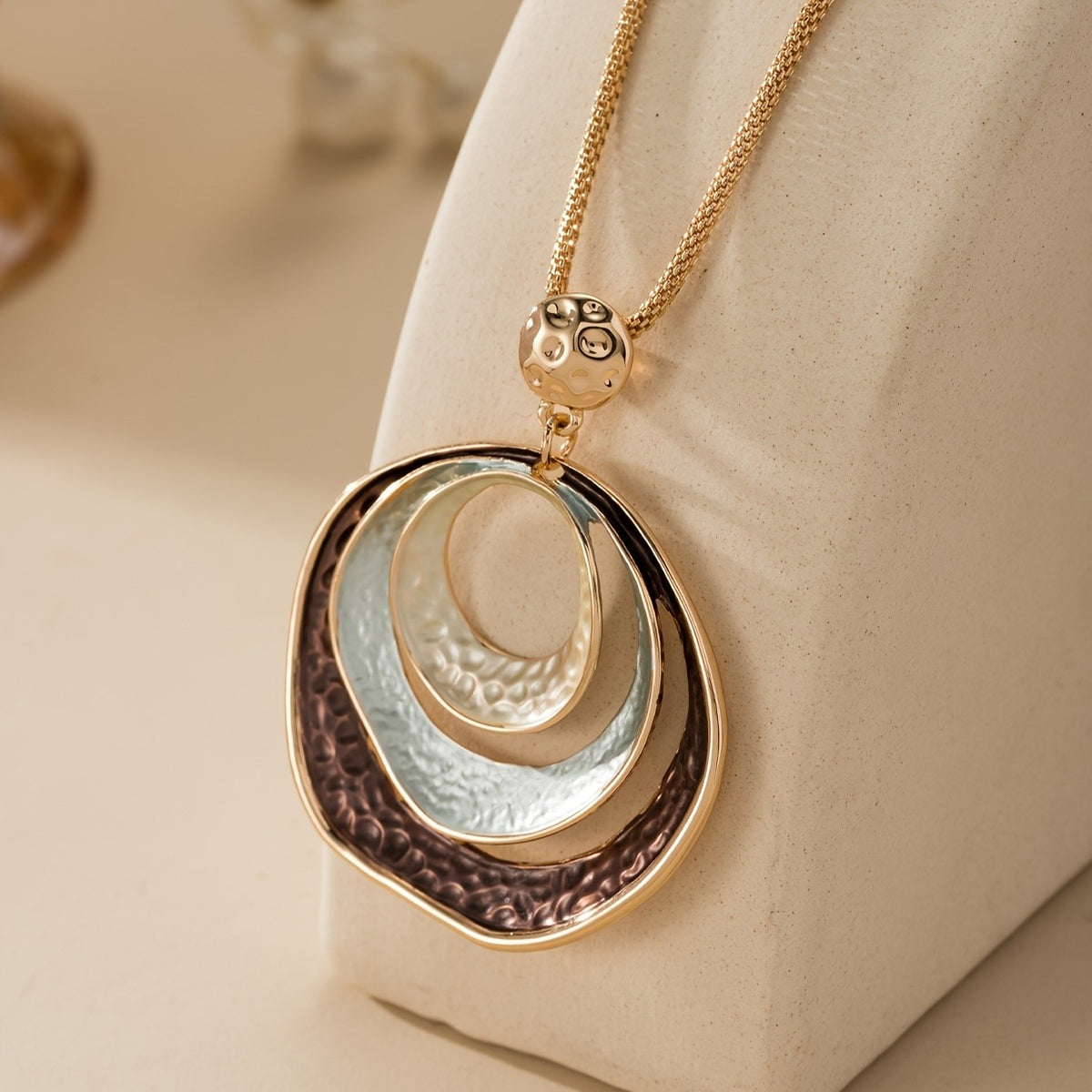 Textured Enamel Circle Necklace