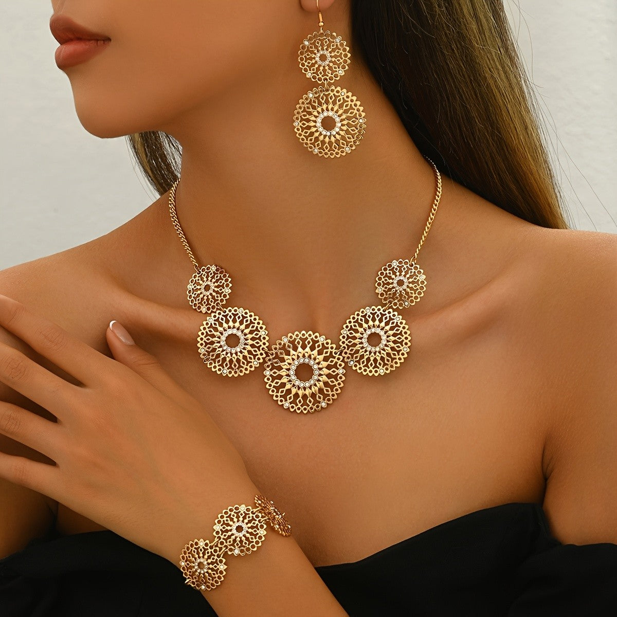 Openwork Floral Jewelry Set