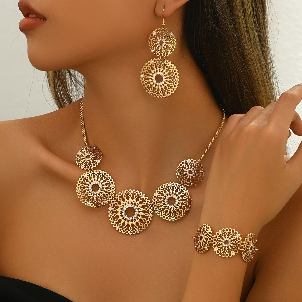 Openwork Floral Jewelry Set