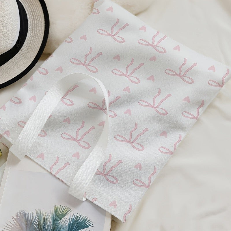 Pink Bow & Heart Tote Bag