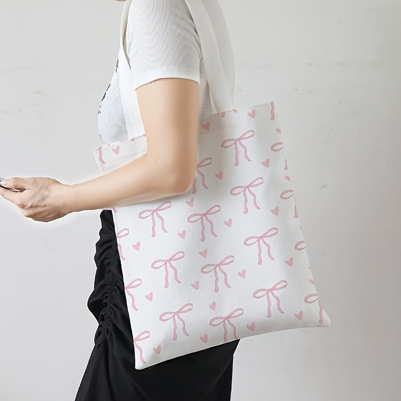 Pink Bow & Heart Tote Bag