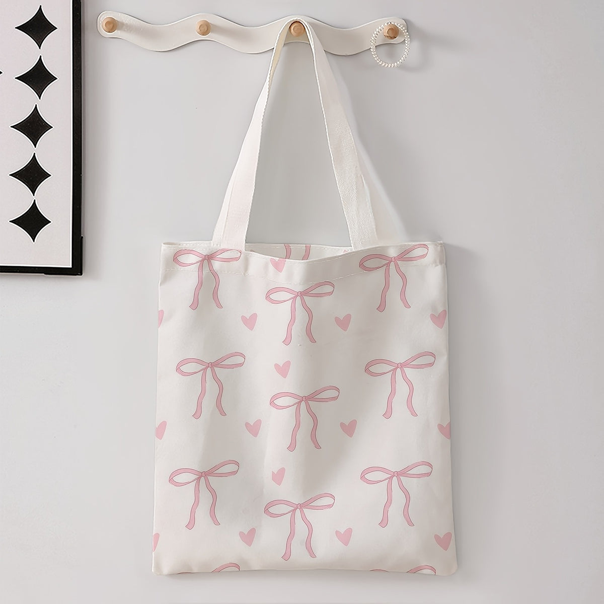 Pink Bow & Heart Tote Bag