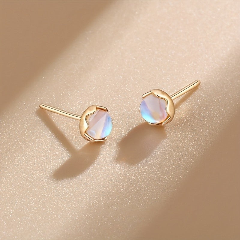 Iridescent Stone Stud Earrings