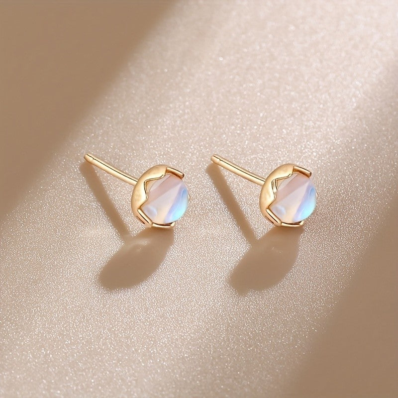 Iridescent Stone Stud Earrings