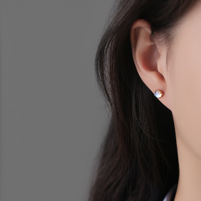 Iridescent Stone Stud Earrings