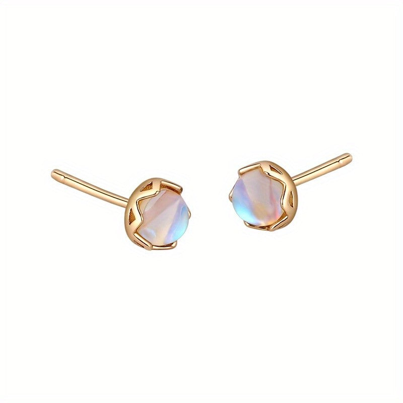 Iridescent Stone Stud Earrings