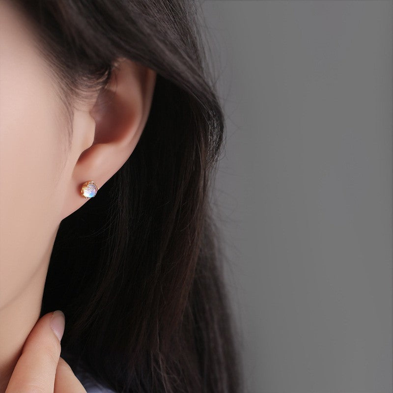 Iridescent Stone Stud Earrings