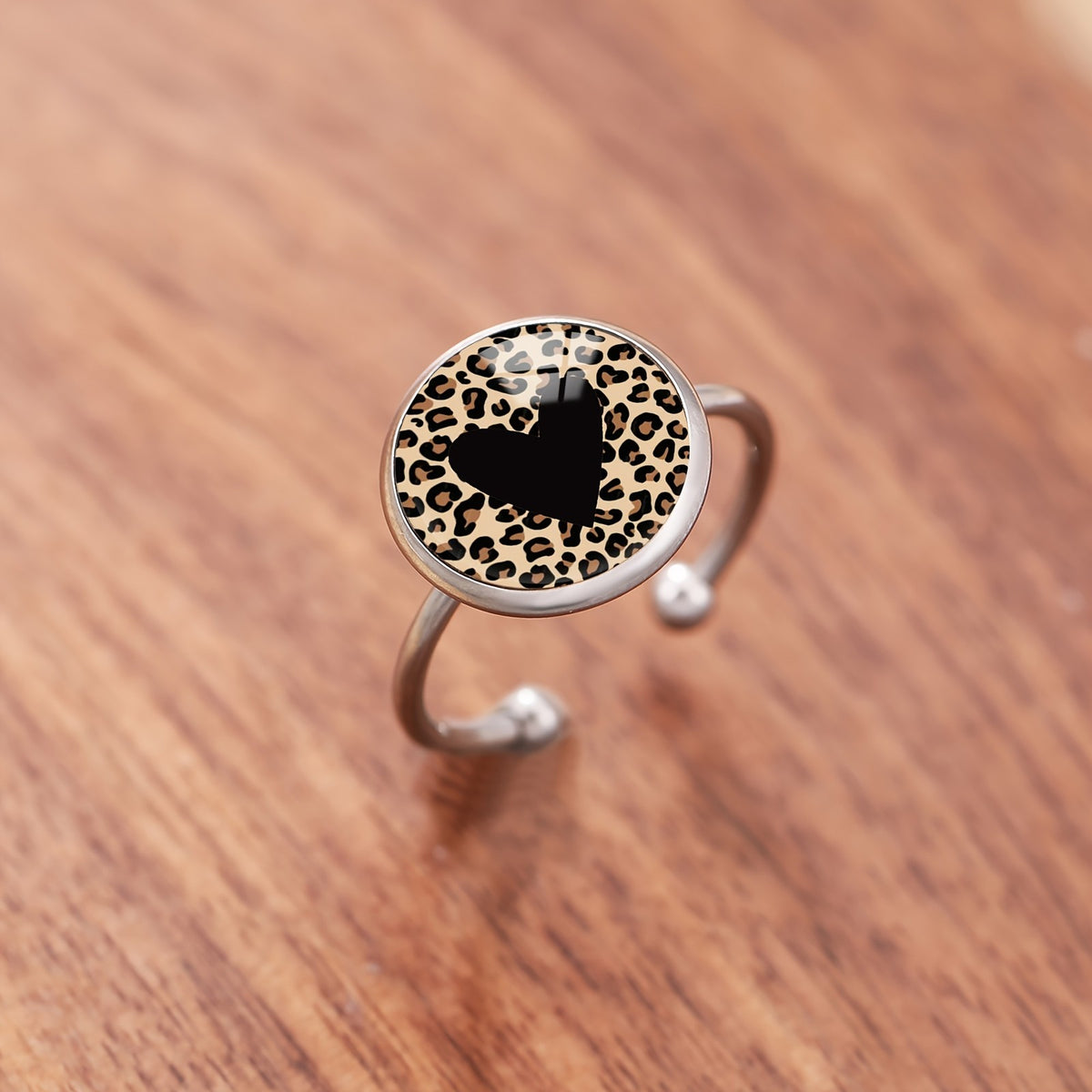 Leopard Heart Open Ring