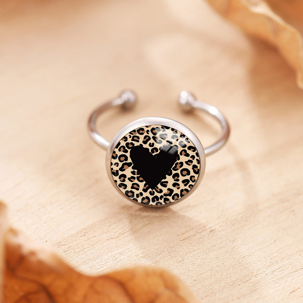 Leopard Heart Open Ring
