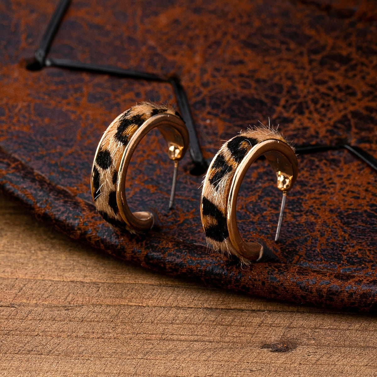 Fuzzy Leopard C-Hoop Earrings