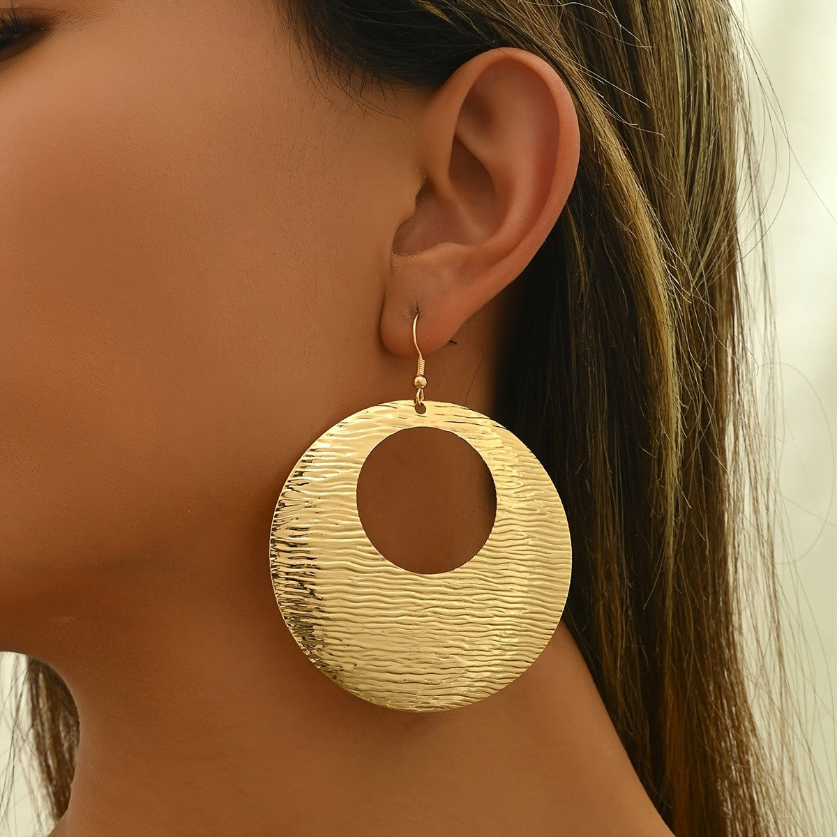 Textured Circle Drop Earrings