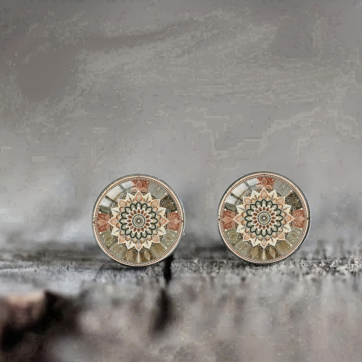 Desert Flower Mandala Stud Earrings