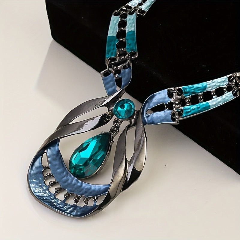 Blue Teardrop Statement Jewelry Set