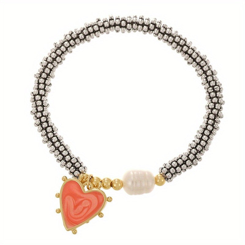 Swirl Heart & Pearl Beaded Bracelet