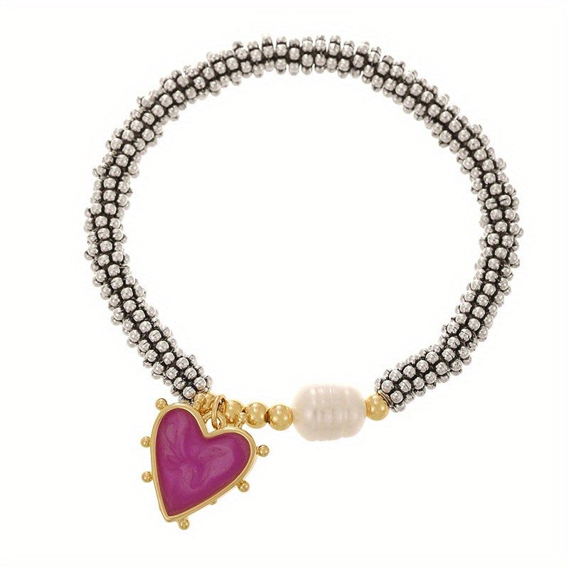Swirl Heart & Pearl Beaded Bracelet
