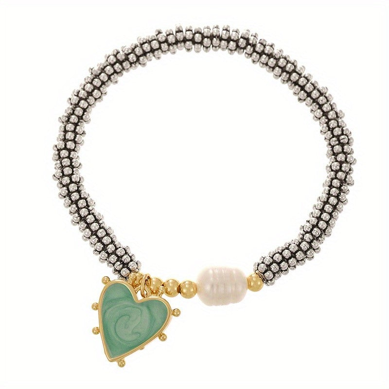 Swirl Heart & Pearl Beaded Bracelet