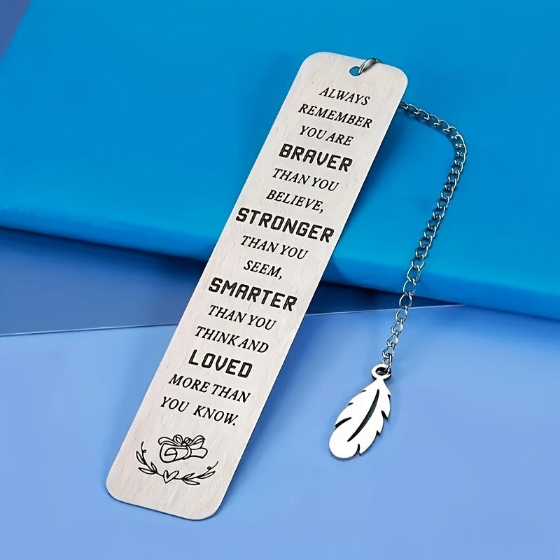 Heart Inspirational Feather Bookmark