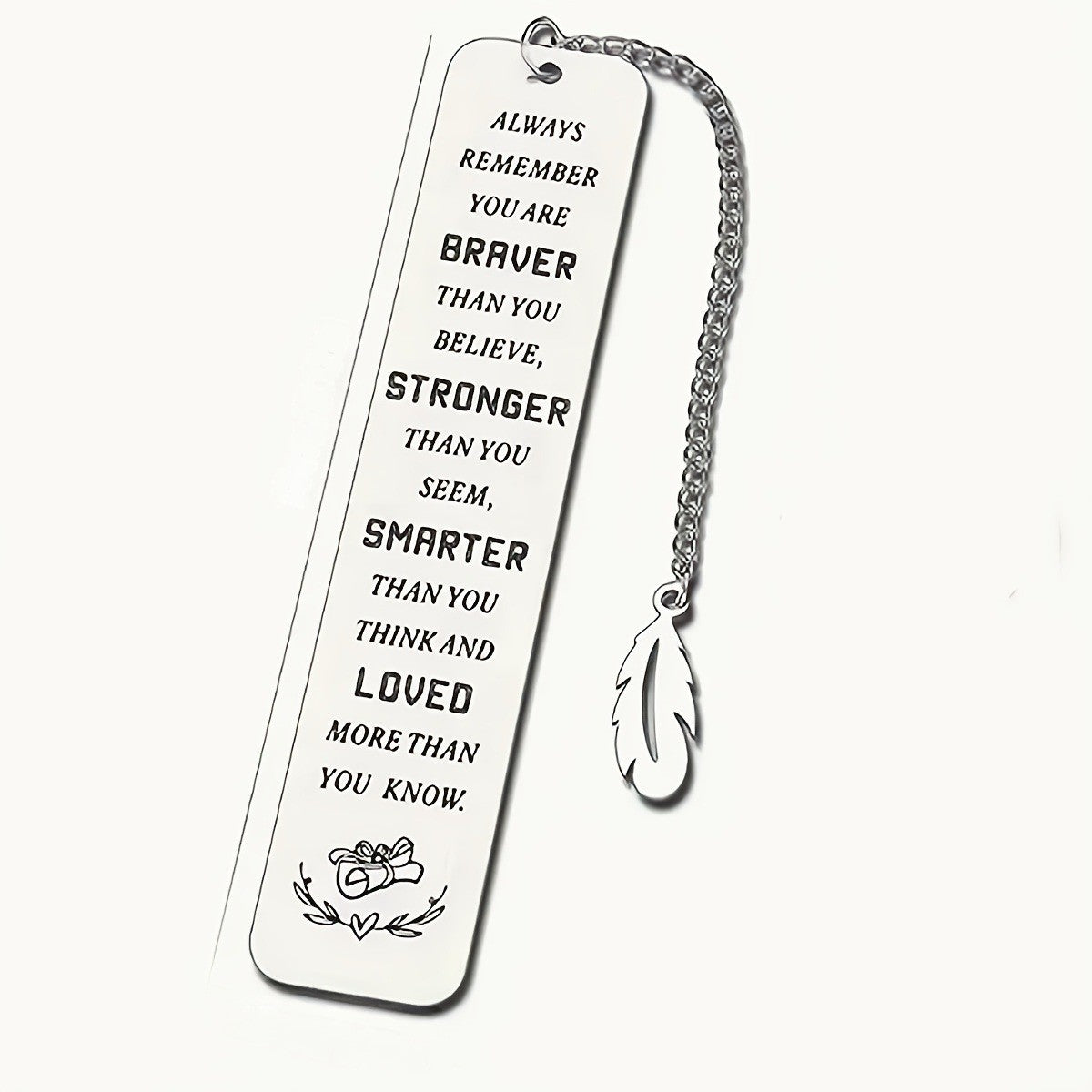 Heart Inspirational Feather Bookmark