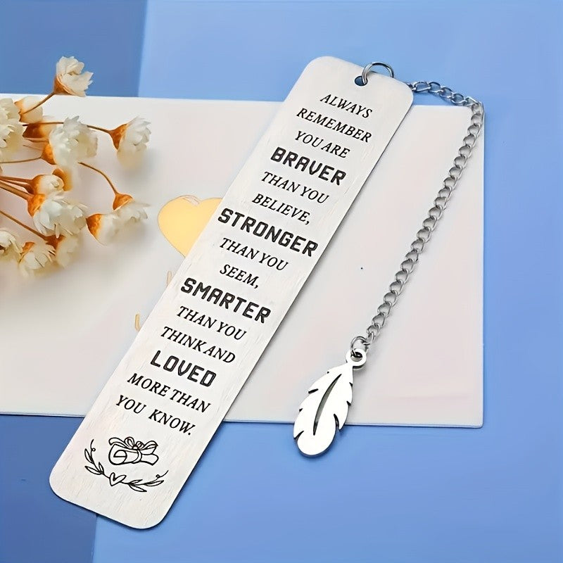 Heart Inspirational Feather Bookmark