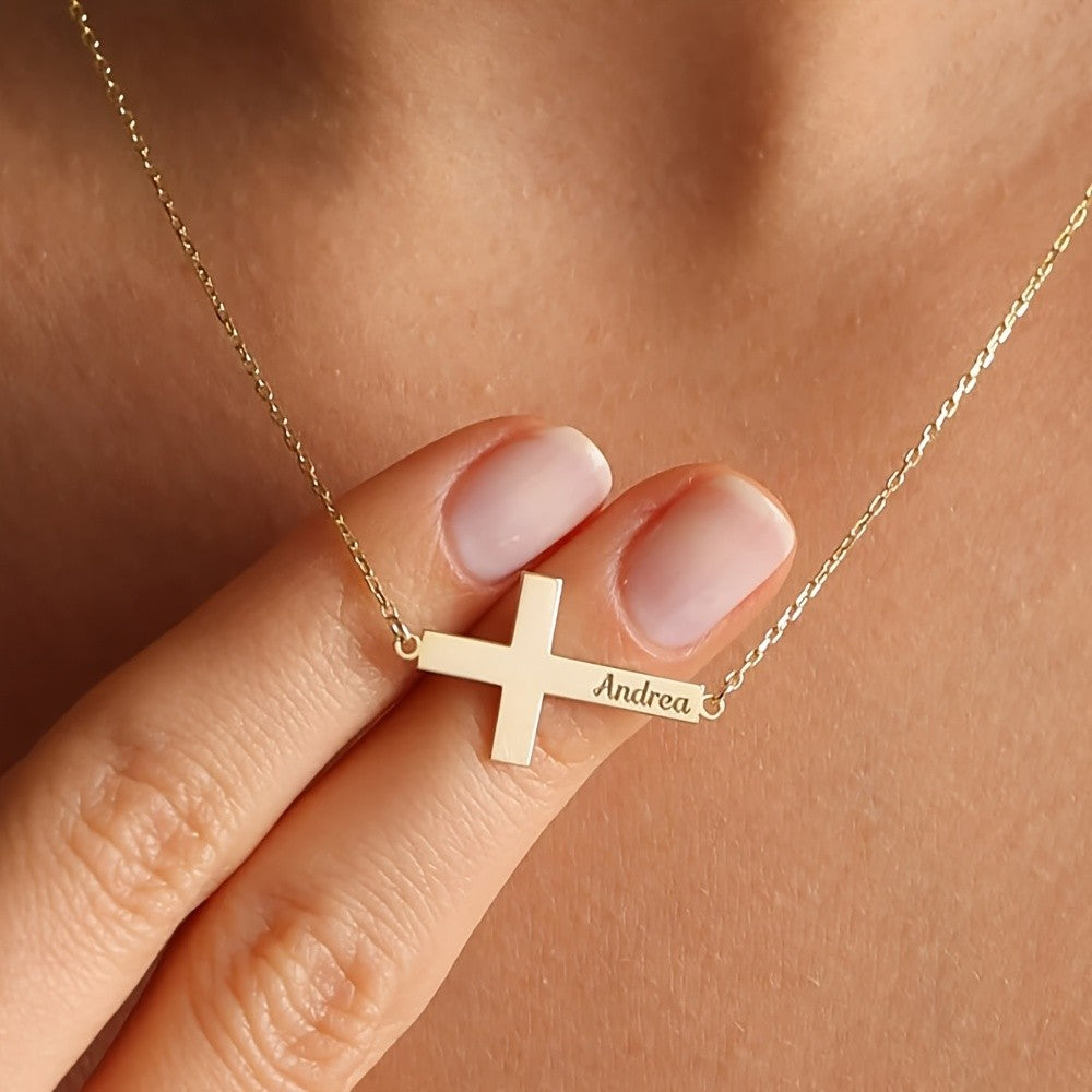 Personalized Cross Name Necklace