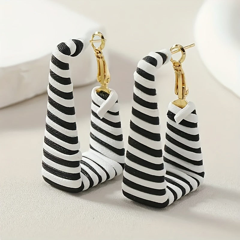 Striped Square Earrings