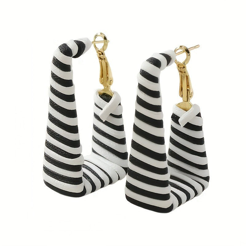 Striped Square Earrings