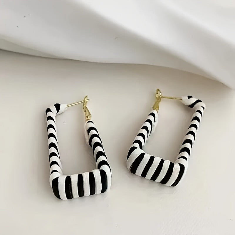 Striped Square Earrings