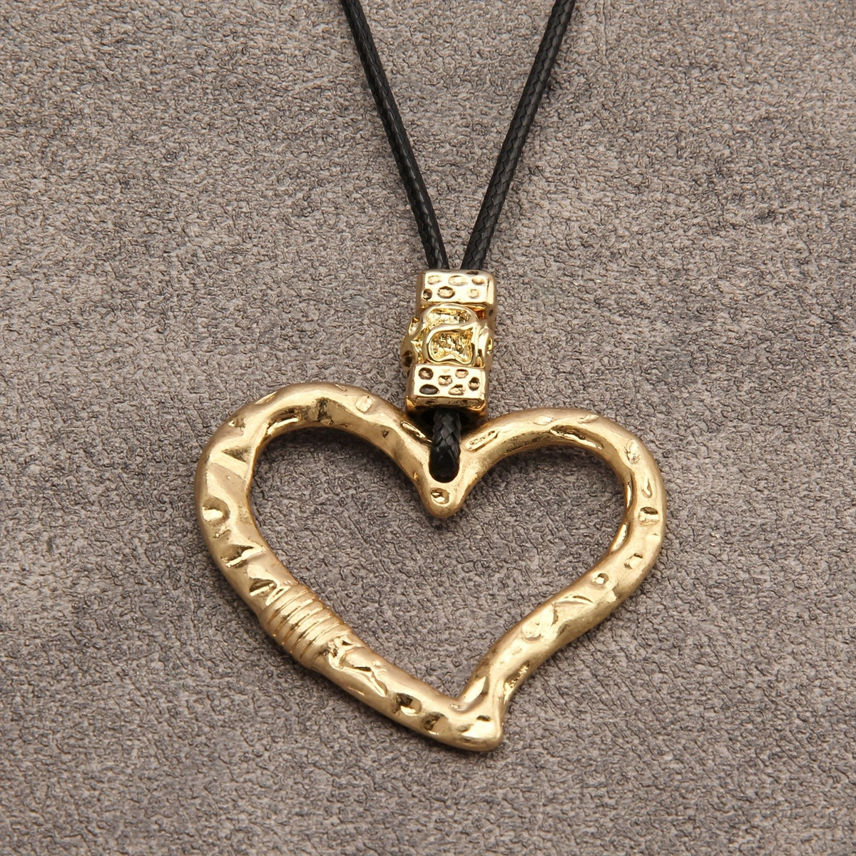 Textured Heart Cord Necklace